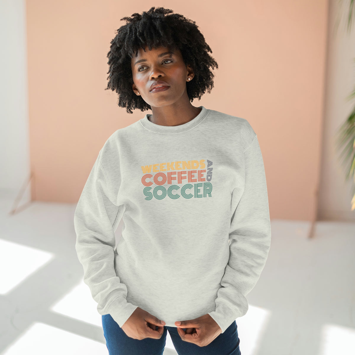 Weekends Coffee and Soccer Adult Crewneck Sweatshirt