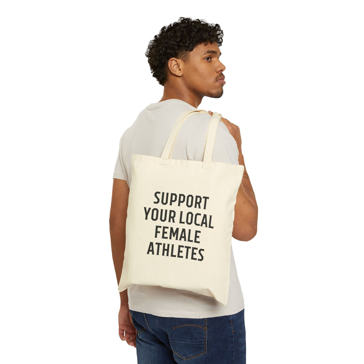 Support Your Local Female Athletes Cotton Canvas Tote Bag