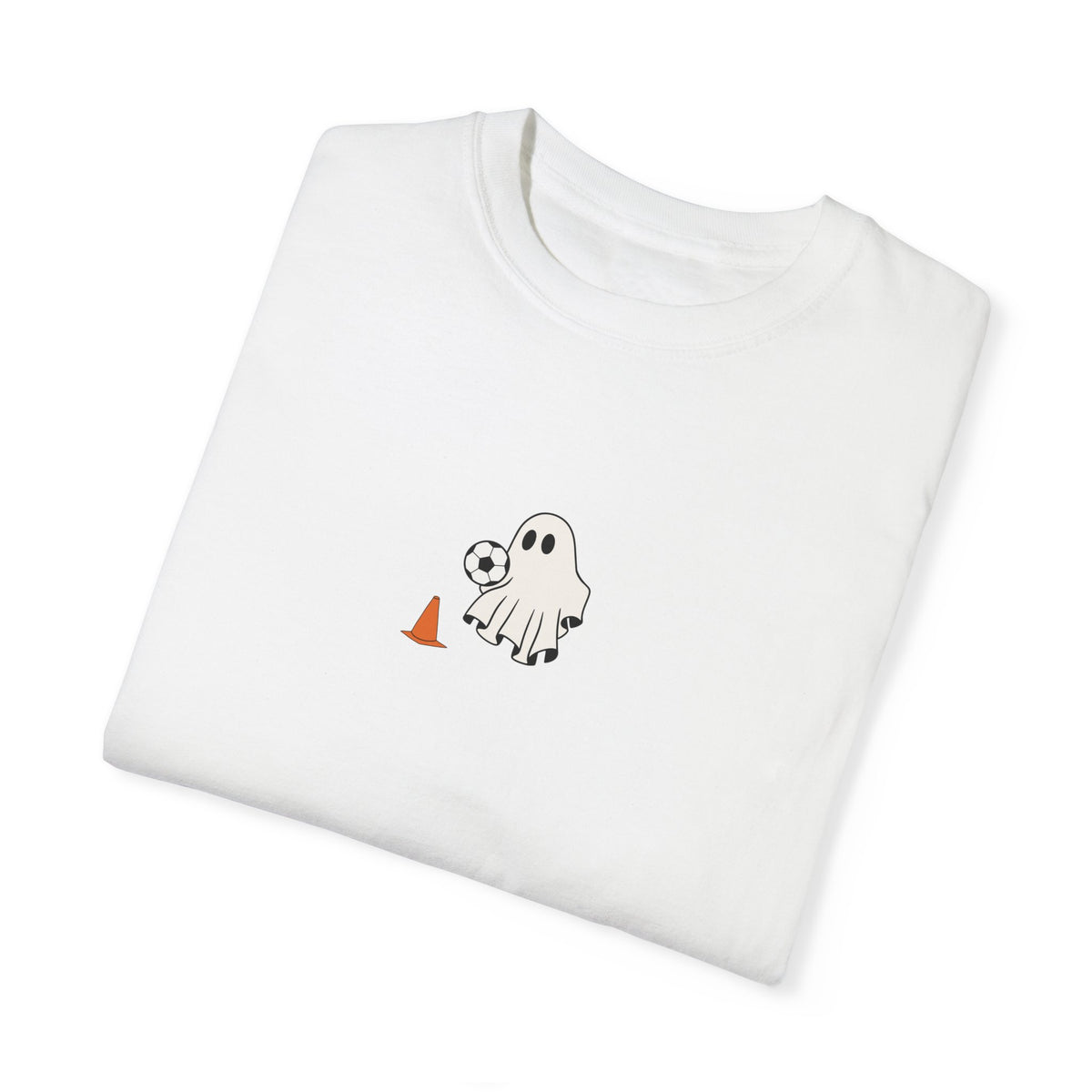 Soccer Playing Ghost Halloween Adult T-Shirt