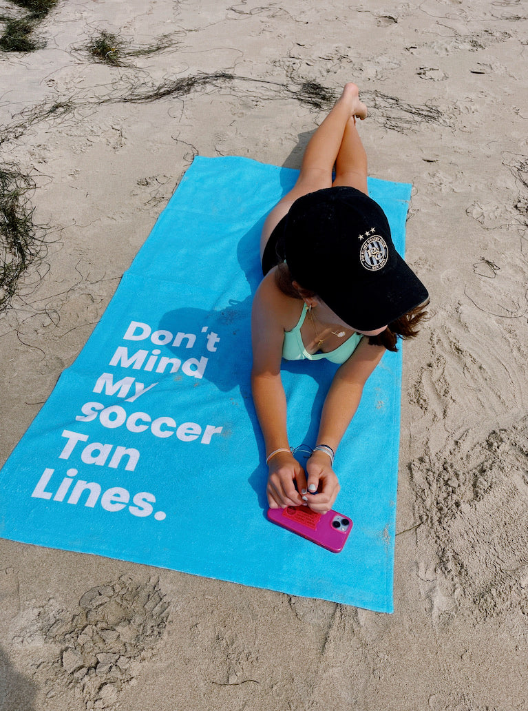 Don't Mind My Soccer Tan Lines Beach Towel