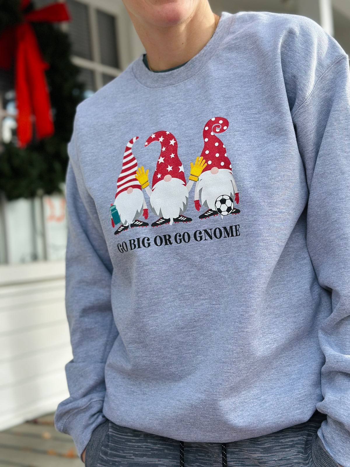 Go Big Or Go Gnome Adult Crewneck Sweatshirt