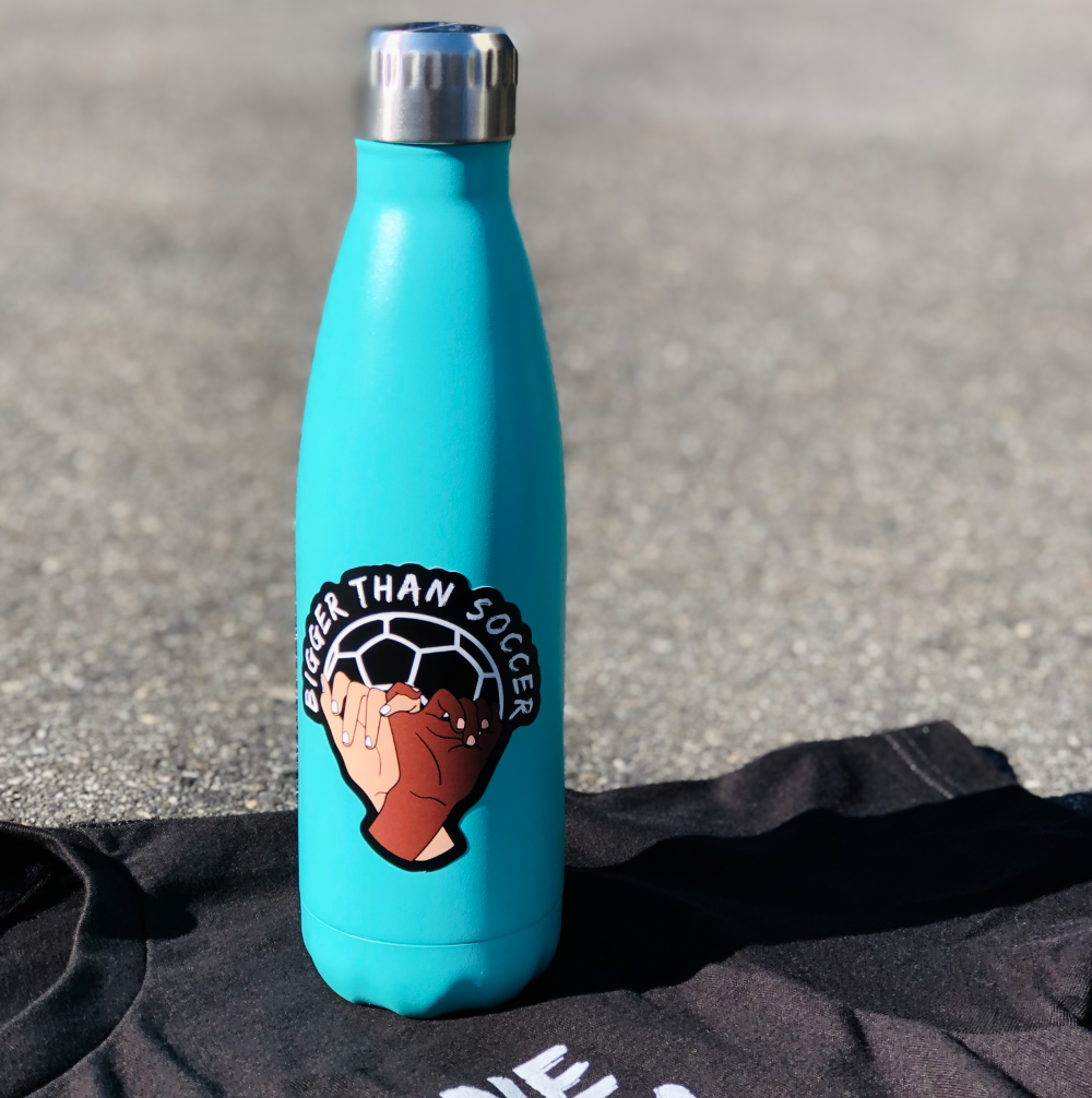 17 oz Stainless Steel Teal BIGGER THAN SOCCER Water Bottle